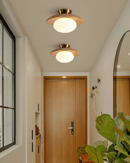 **Cathy Lampe Plafonnier Bois et Verre – Élégance Lumineuse pour Votre Intérieur** 3