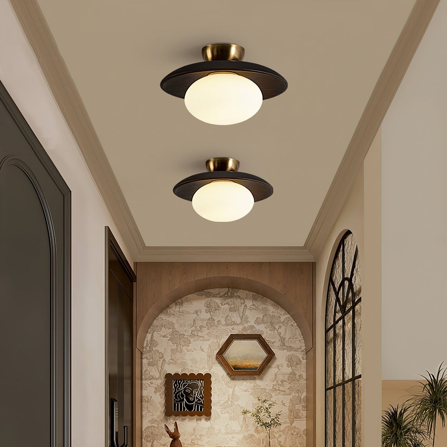 **Cathy Lampe Plafonnier Bois et Verre – Élégance Lumineuse pour Votre Intérieur** 5