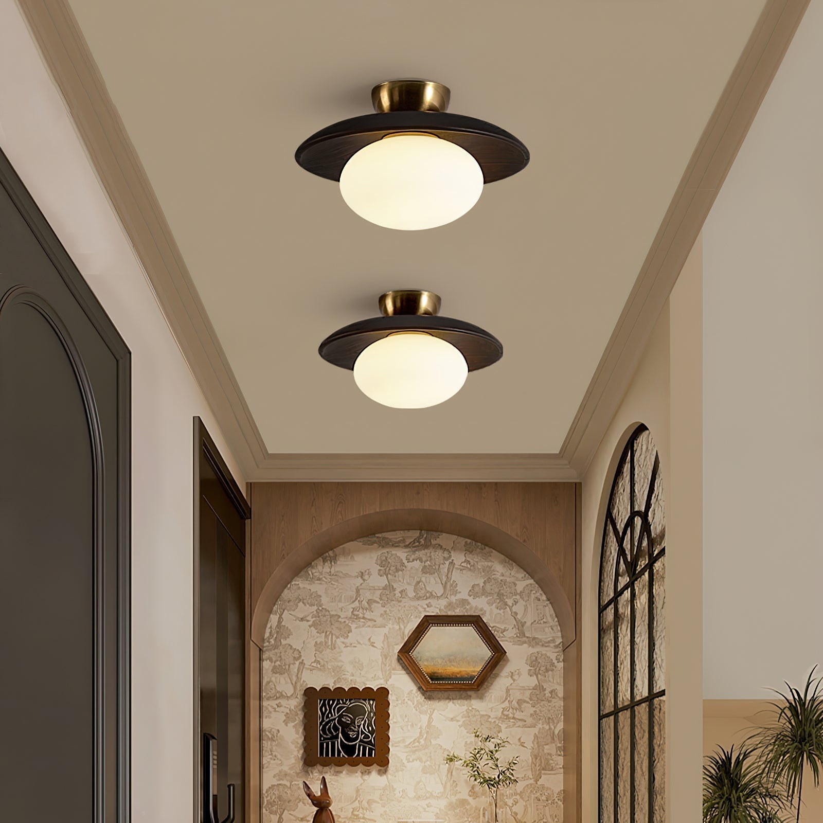 **Cathy Lampe Plafonnier Bois et Verre – Élégance Lumineuse pour Votre Intérieur** 5