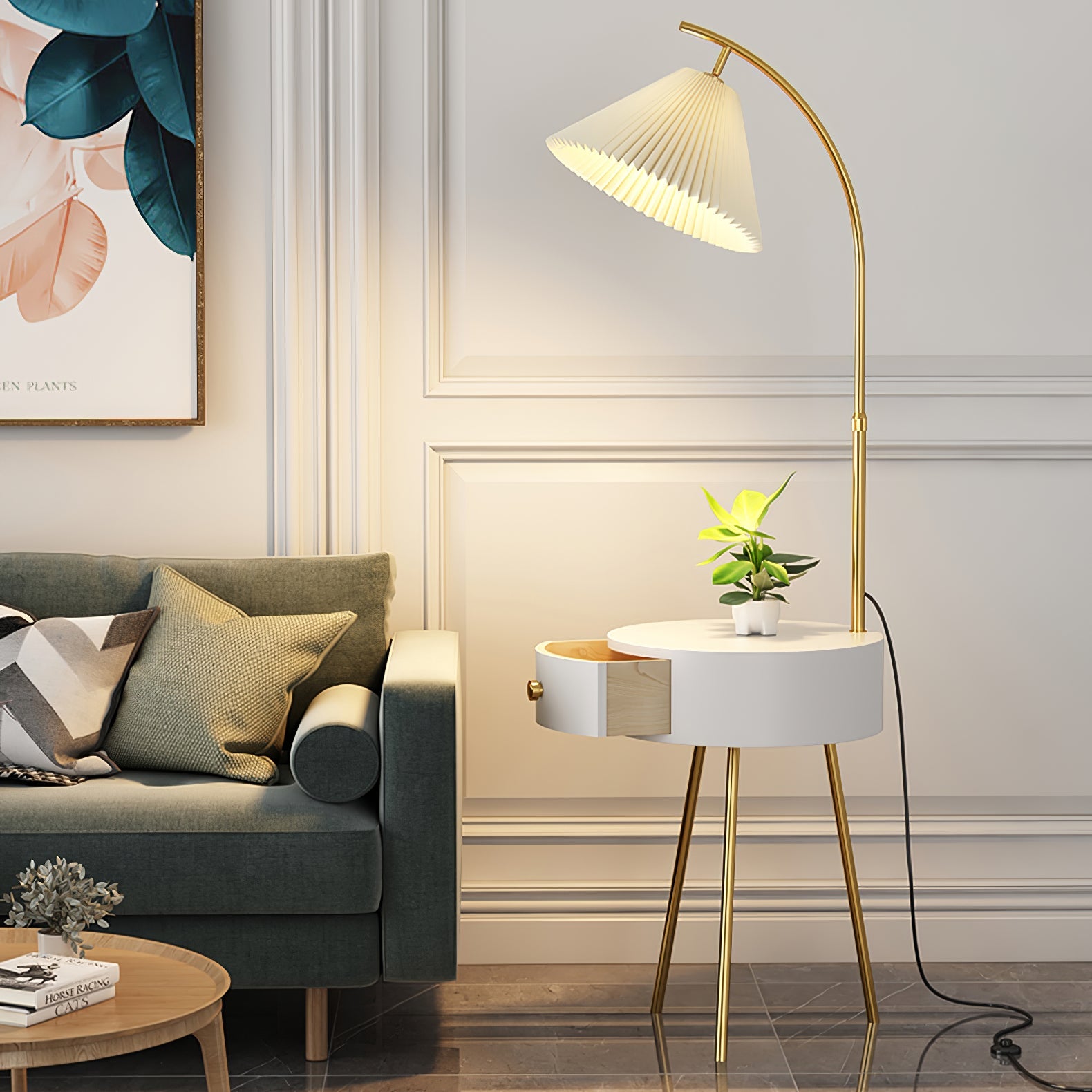 Lampadaire Design en Tissu Plissé – Éclairez Votre Espace avec Élégance 2