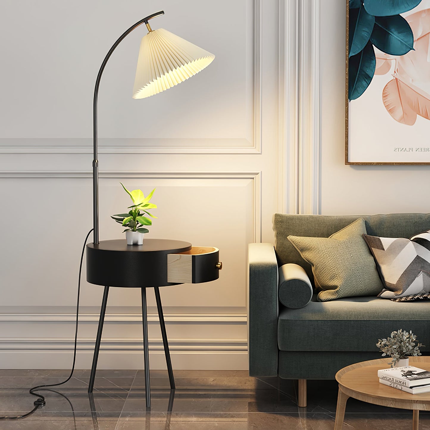 Lampadaire Design en Tissu Plissé – Éclairez Votre Espace avec Élégance 3