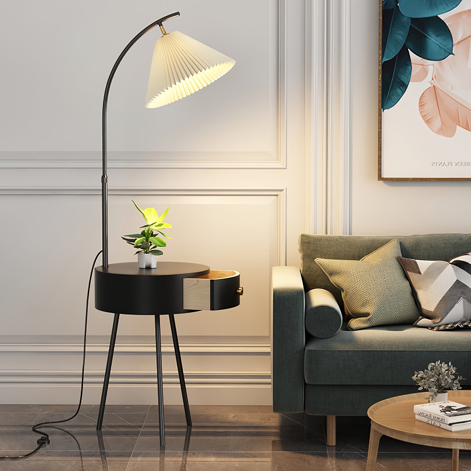 Lampadaire Design en Tissu Plissé – Éclairez Votre Espace avec Élégance 3
