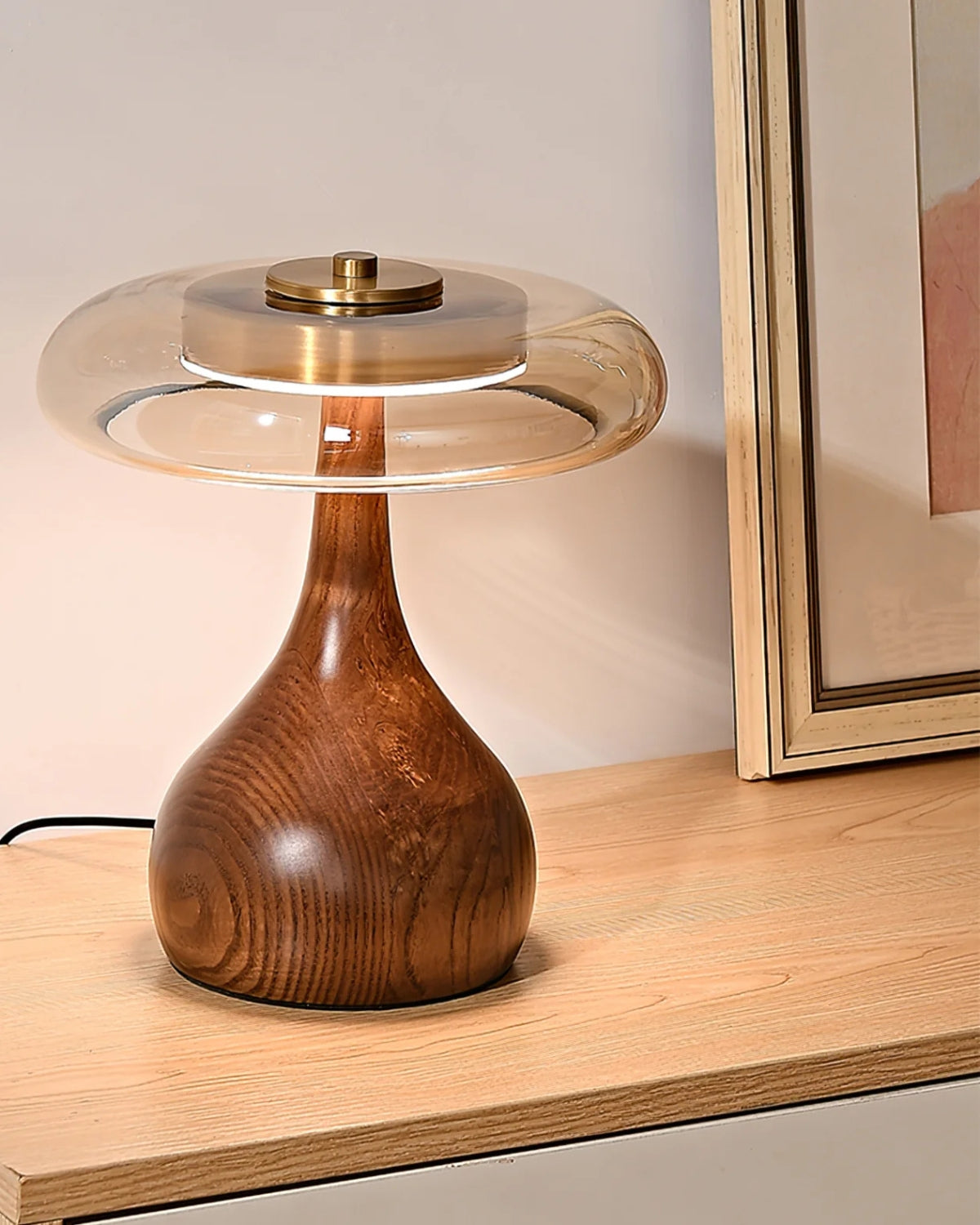 Lampe De Table Élégante En Bois Et Verre – Éclairage Doux Pour Une Atmosphère Chaleureuse 2