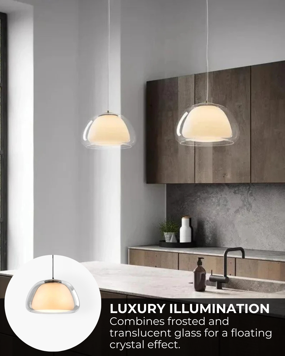 Lampe Suspendue Verre-Boule Duo – Éclairage Chaleureux pour Salle à Manger 3