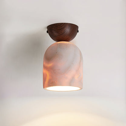 Plafonnier En Travertin Avec Support En Bois – Éclairage Doux Pour Ambiance Élégante 3