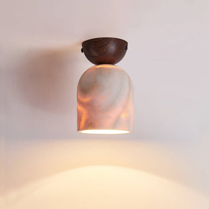 Plafonnier En Travertin Avec Support En Bois – Éclairage Doux Pour Ambiance Élégante 4