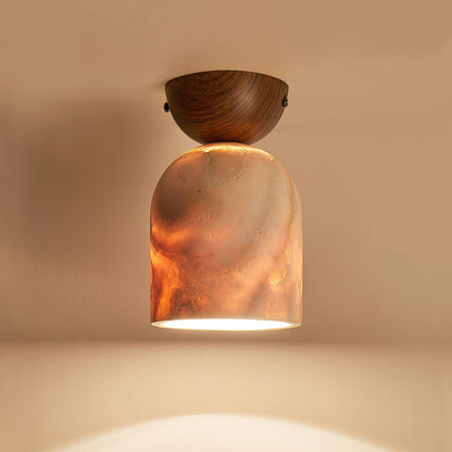 Plafonnier En Travertin Avec Support En Bois – Éclairage Doux Pour Ambiance Élégante 6