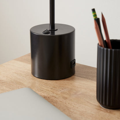 Wood Base LED Lamp with USB Port | Modern Wood LED Desk Lamp with USB | Compact LED Table Lamp – Wood & USB | Axis Compact Swivel Wood LED Table Lamp with USB (18”)