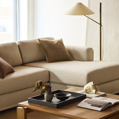 Devon Floor Lamp 64" – Antique Brass & Ash Wood | Modern Ambient Lighting