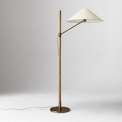 Devon Floor Lamp 64" | Antique Brass & Ash Wood | Modern Ambient Lighting
