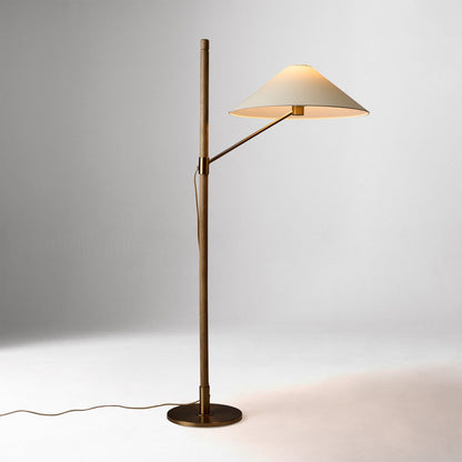 Devon Floor Lamp 64" – Antique Brass & Ash Wood | Modern Ambient Lighting