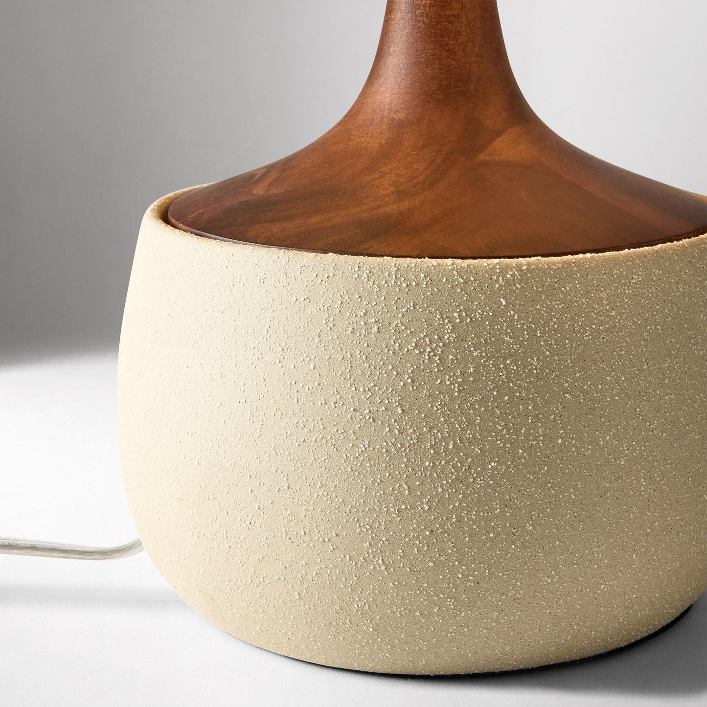 Bingley Ceramic & Wood Table Lamp by Walker & Co – Natural Linen Shade, 16.5"-22", UL Certified Lighting