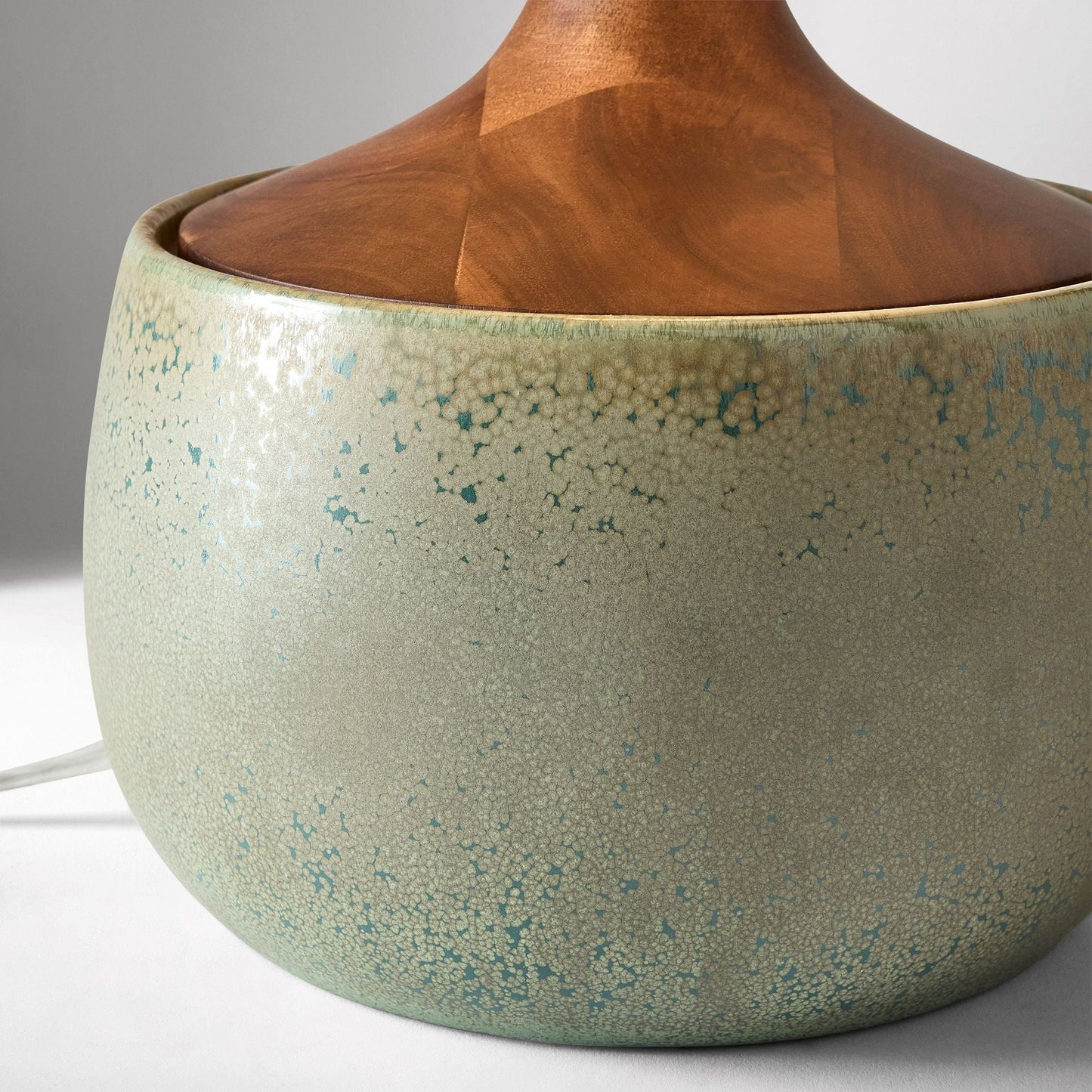 Bingley Ceramic & Wood Table Lamp by Walker & Co – Natural Linen Shade, 16.5"-22", UL Certified Lighting